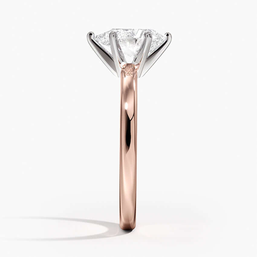 engagement ring side view rose gold pear diamond