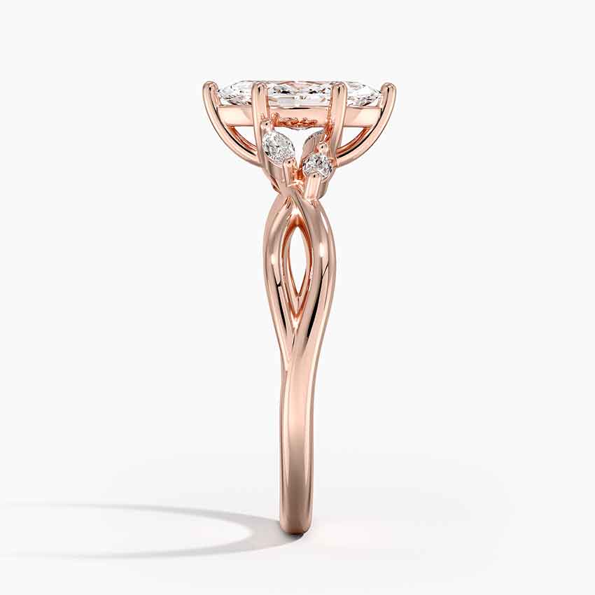 nature inspired marquise lab diamond engagement ring rose side