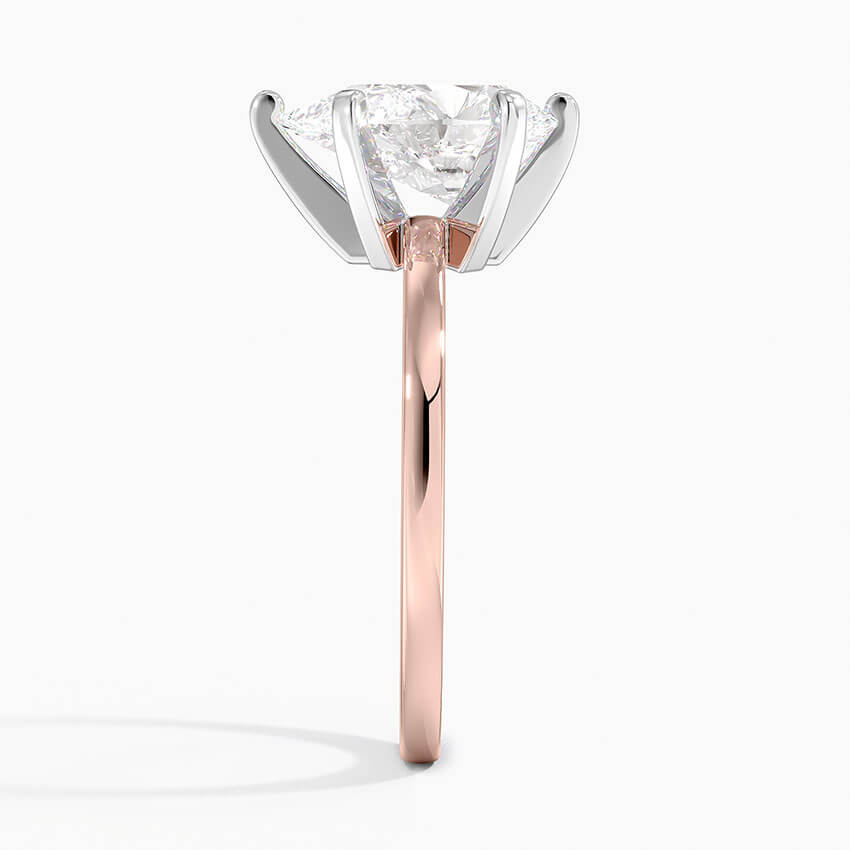 two tone engagement ring pear shaped lab diamond rose side