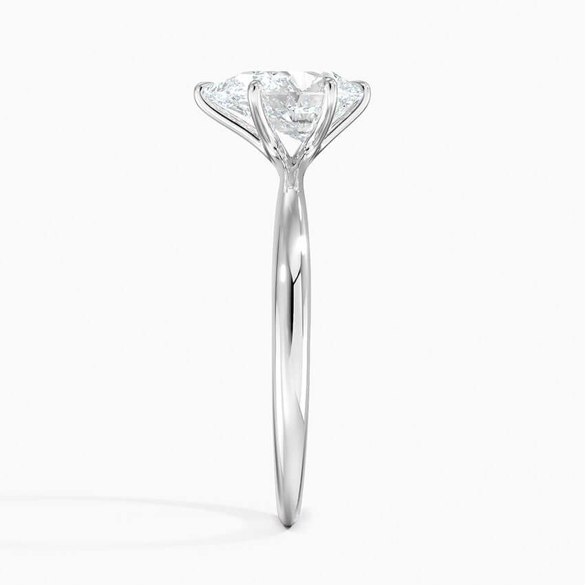 pear cut lab diamond engagement ring claw prongs white side