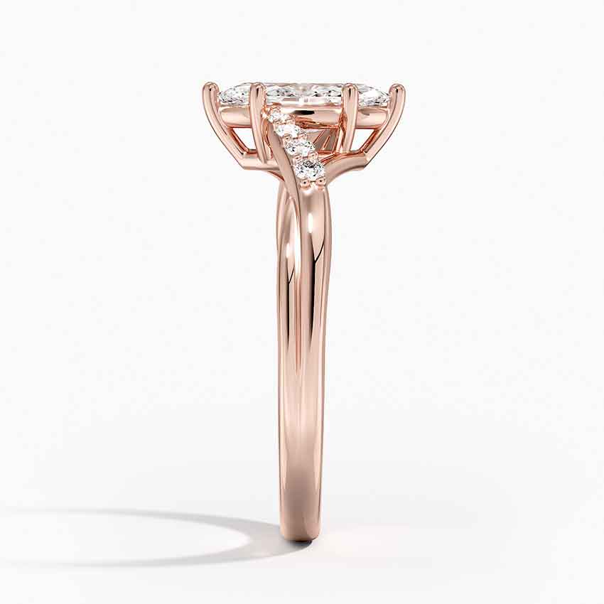 degrade set diamonds marquise cut lab diamond engagement ring rose side