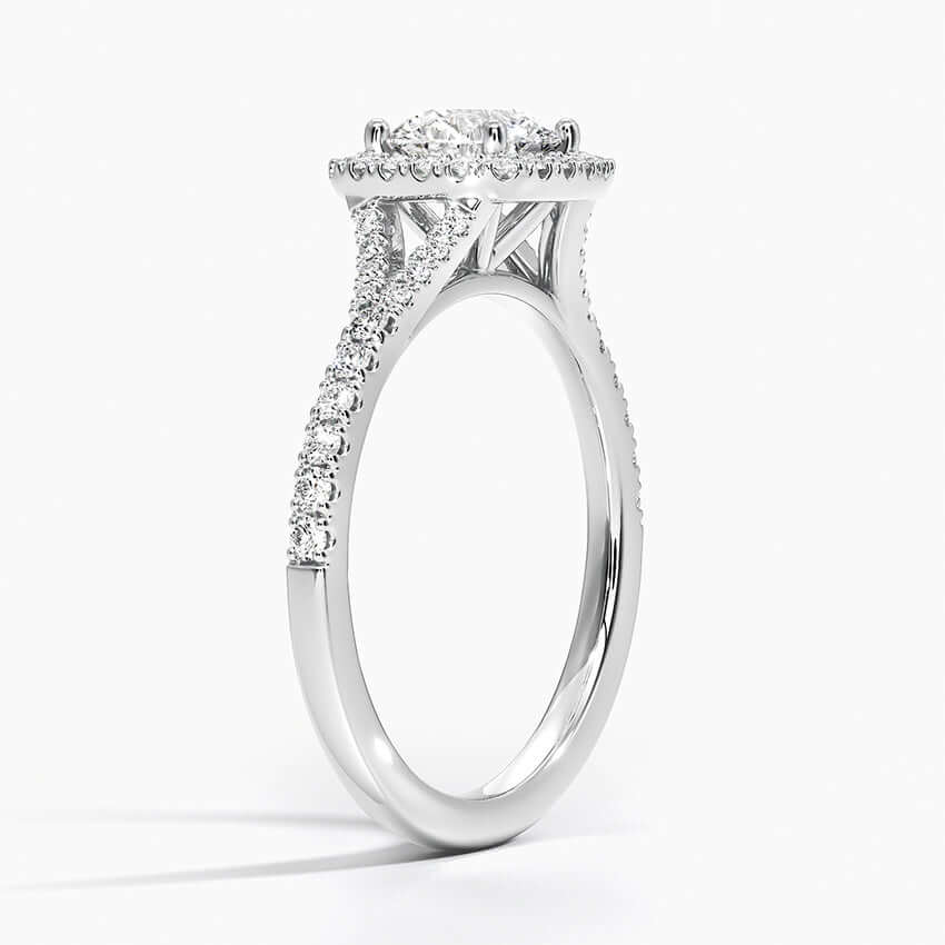 halo pave round lab diamond engagement ring white