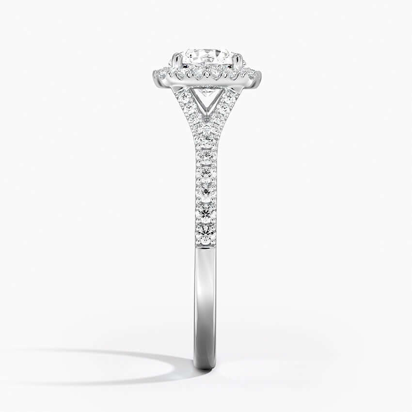 halo pave round lab diamond engagement ring white side