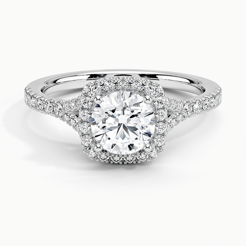 halo pave round lab diamond engagement ring white face