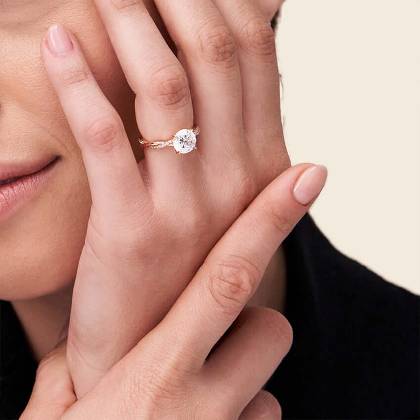 2nd female model wearing Graceful Twisted Vine Diamond Ring