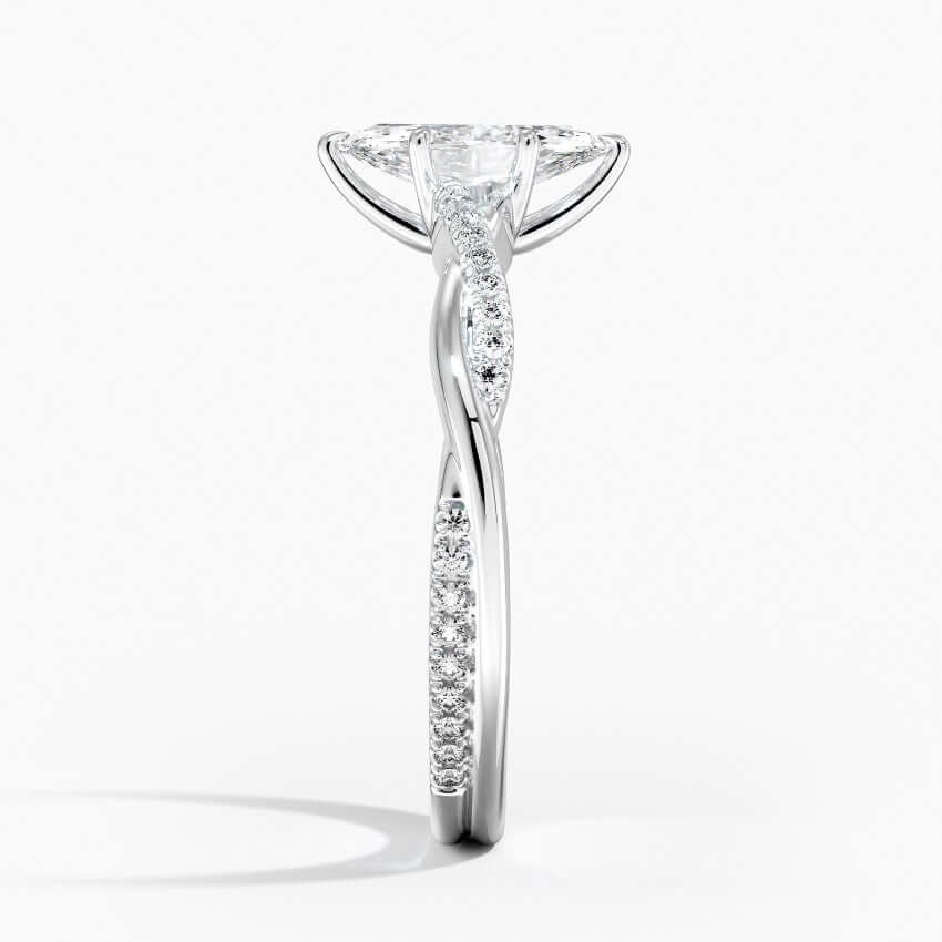 marquise shaped lab diamond claw prongs intwined nature inspired pave white side