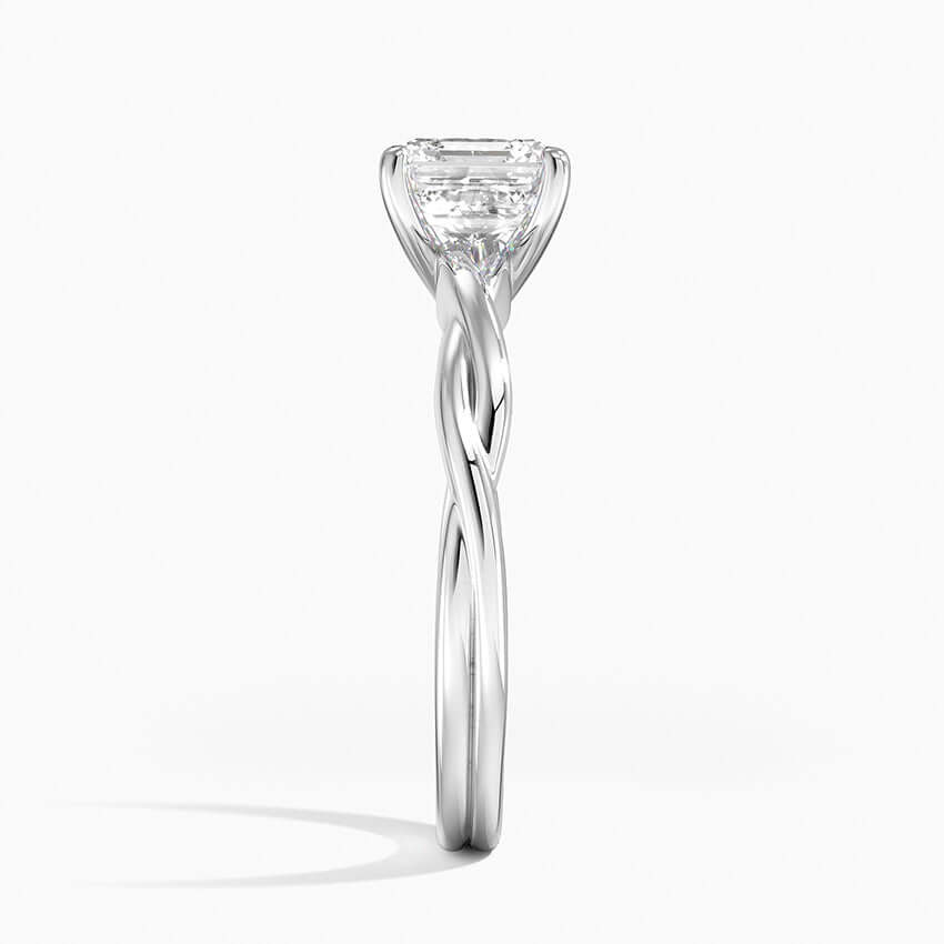 entwined vine engagement ring white gold asscher cut side view