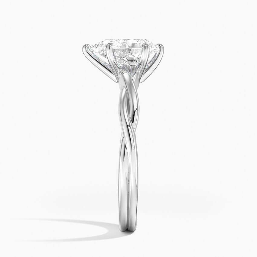 pear cut lab diamond entwined engagement ring white side