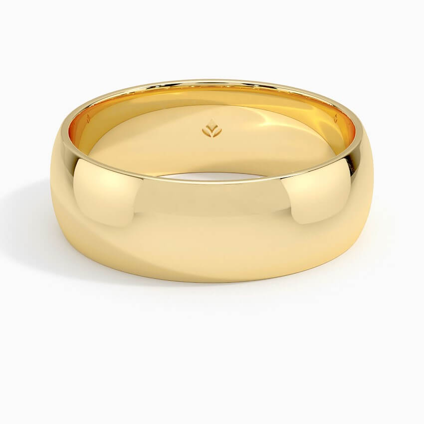 7mm yellow gold wedding band face