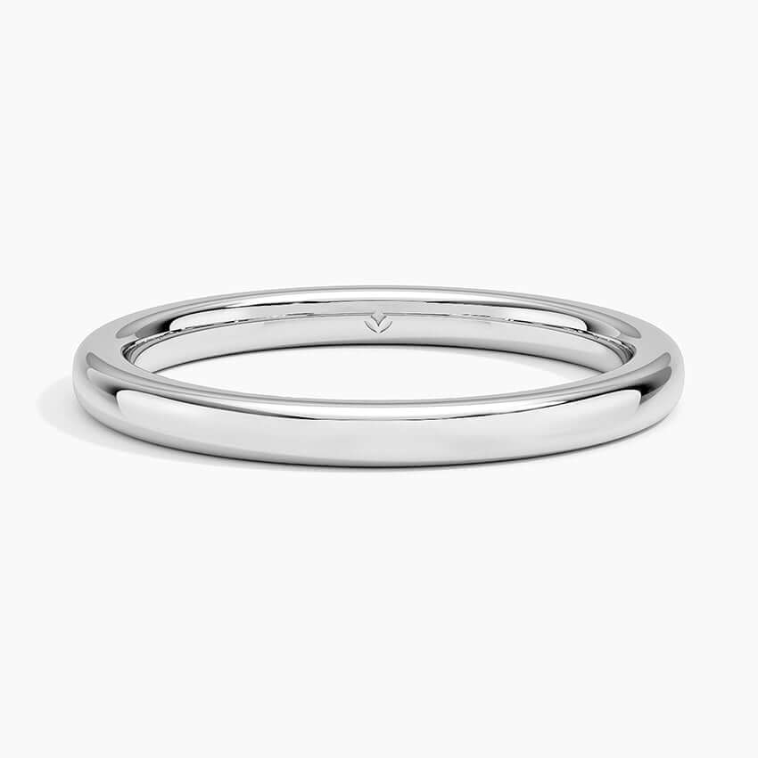 2mm white gold wedding ring face view