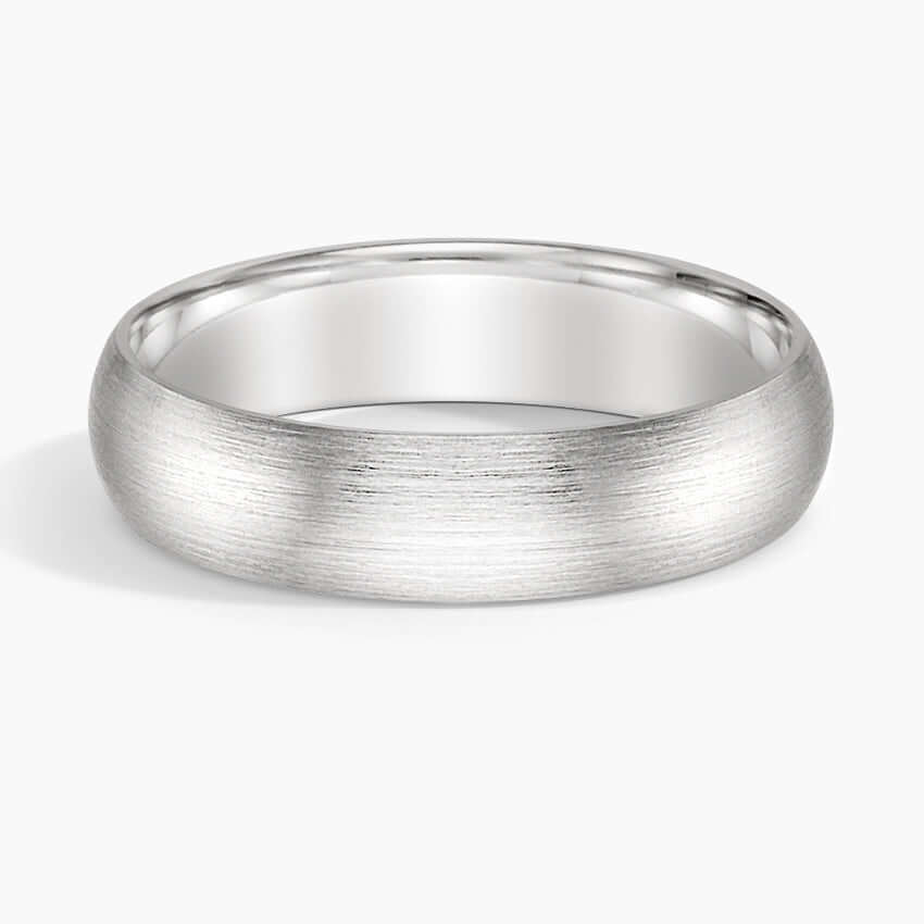 5mm white gold wedding band face view