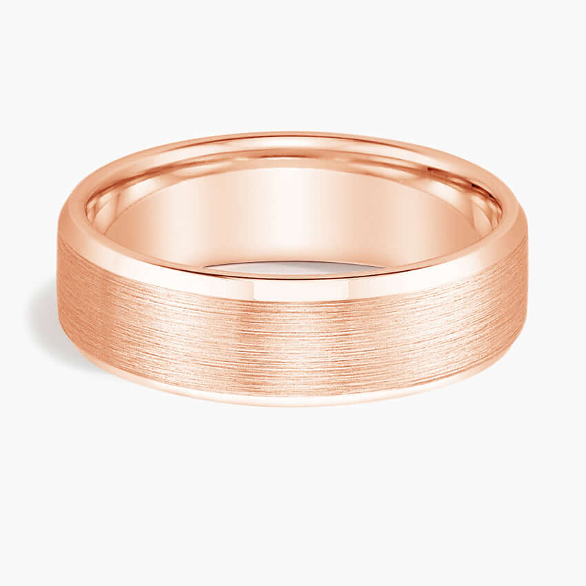 matte finish 7.5mm wedding band rose face