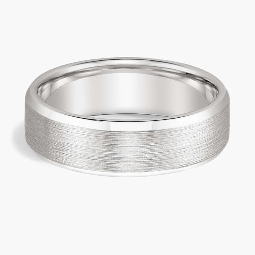 6.5mm wedding band matte finish white face