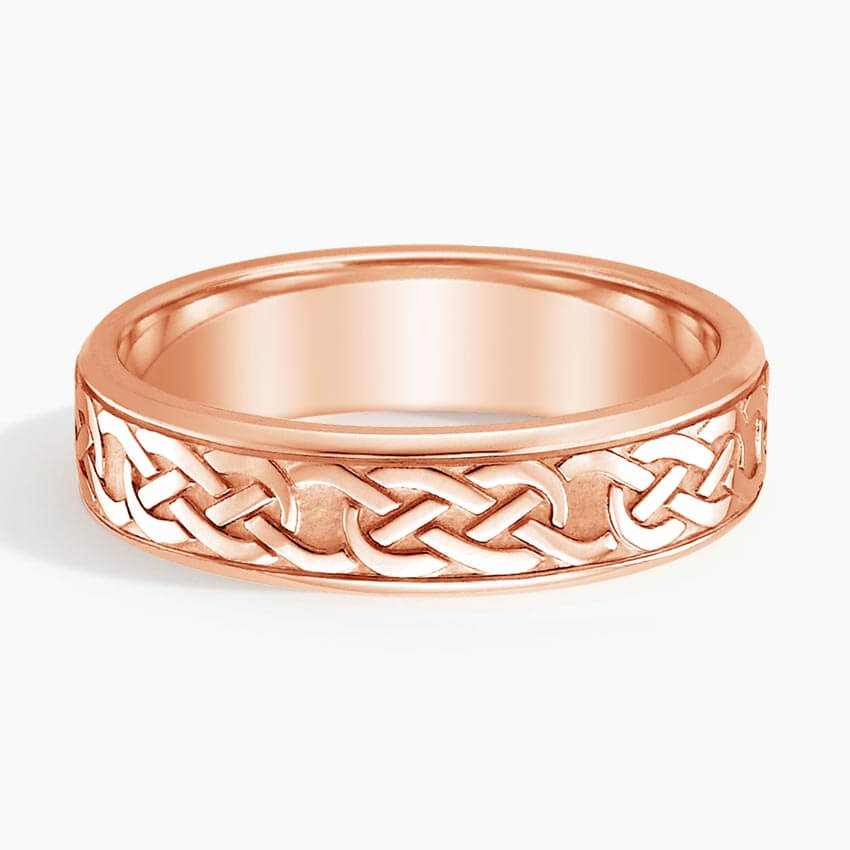 celtic knot wedding band rose gold face view