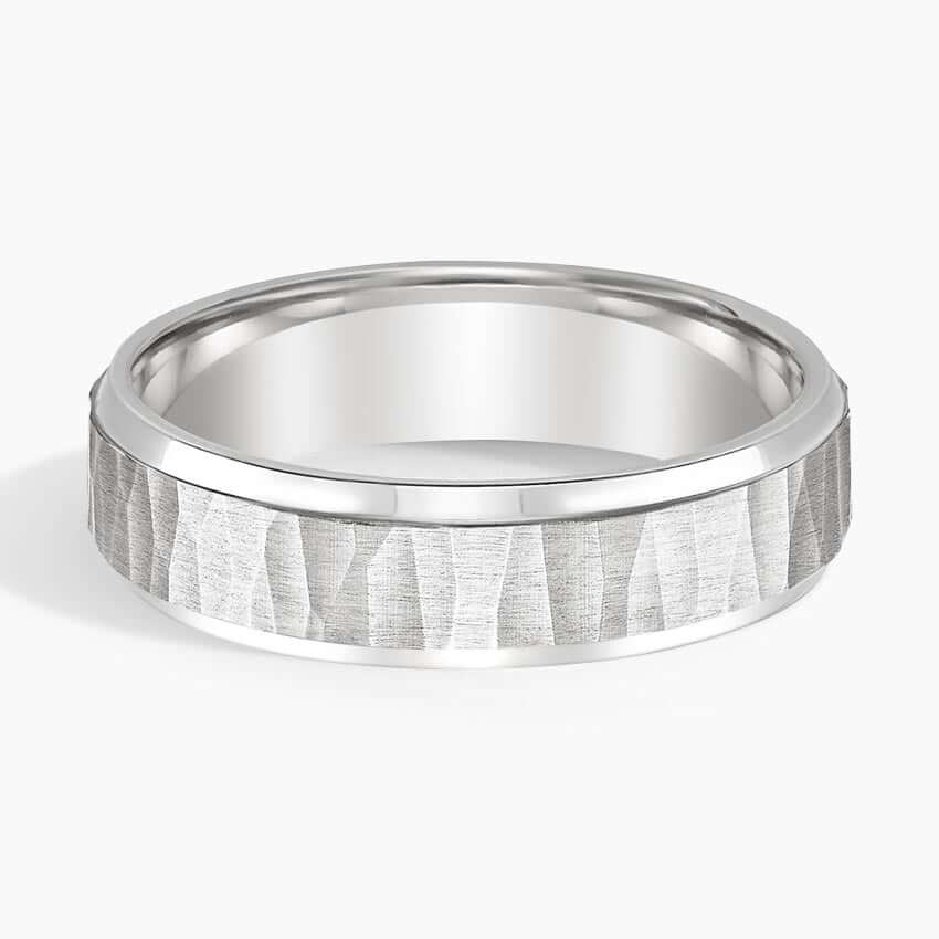 5.5mm white gold rippled wedding band face view