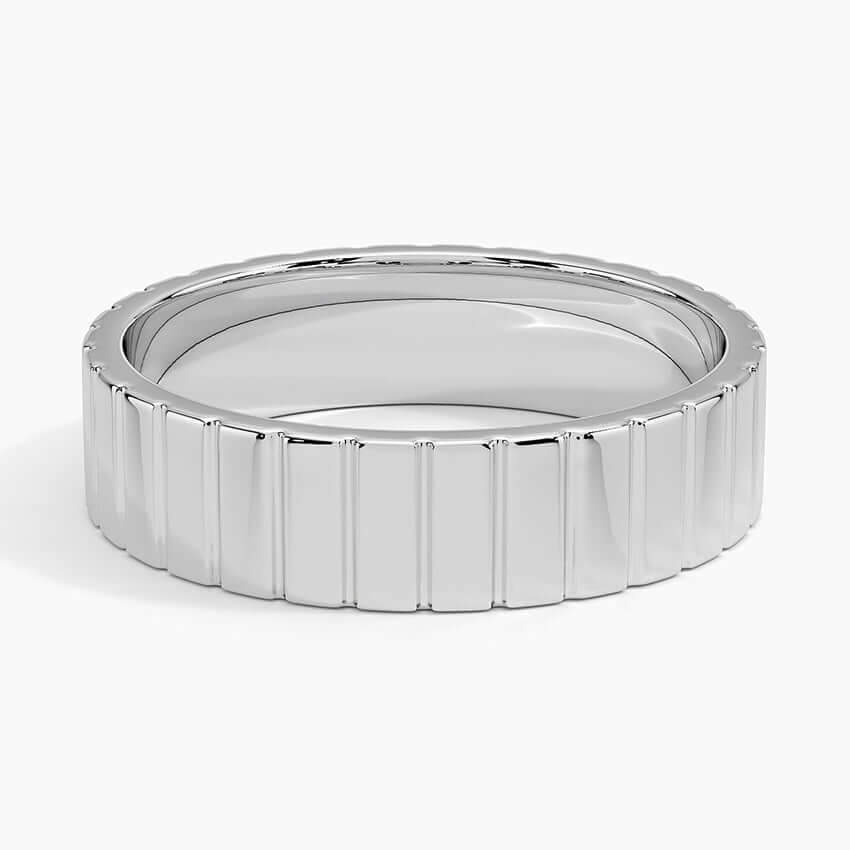5.5mm wedding ring with deep engravings white gold face view