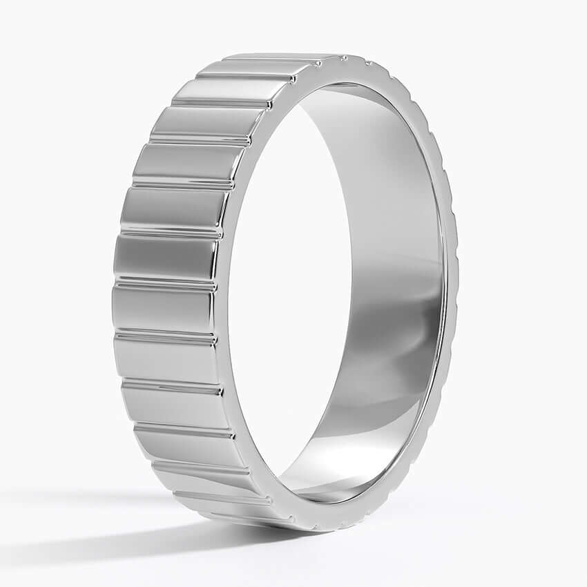 5.5mm wedding ring with deep engravings white gold