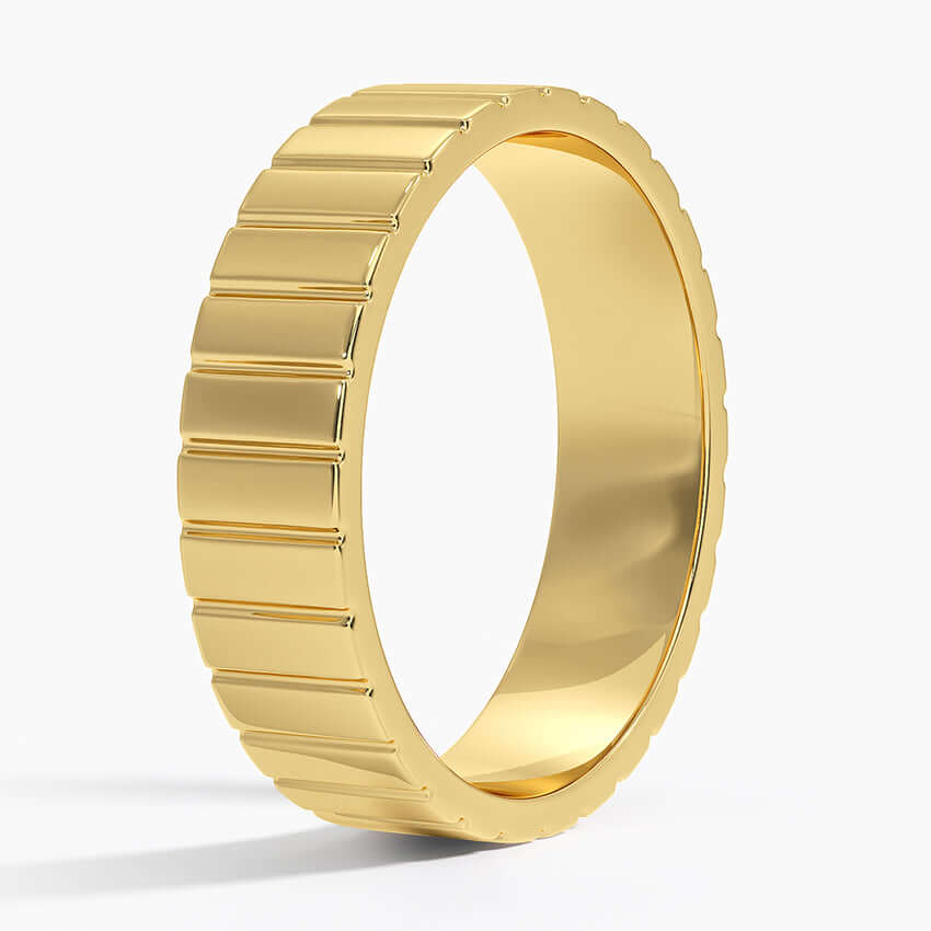 5.5mm wedding ring with deep engravings yellow gold