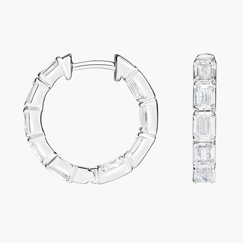 emerald cut lab diamond hoop earring
