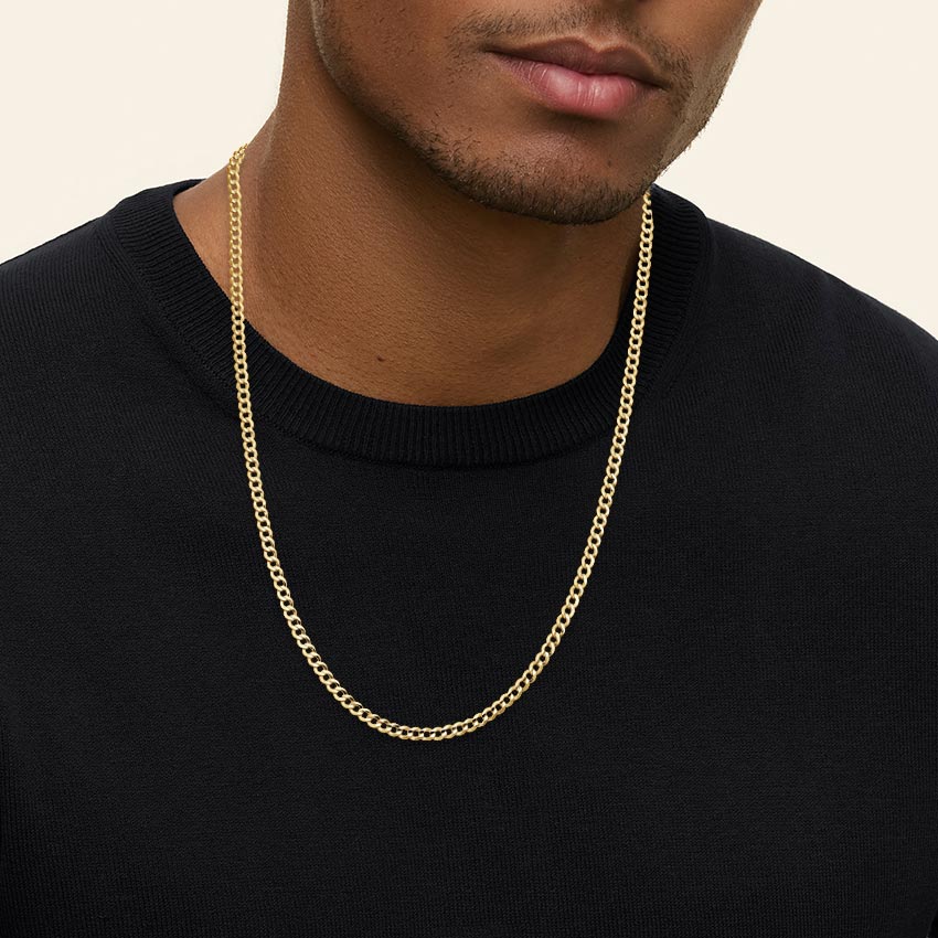 male model wearing gold chain
