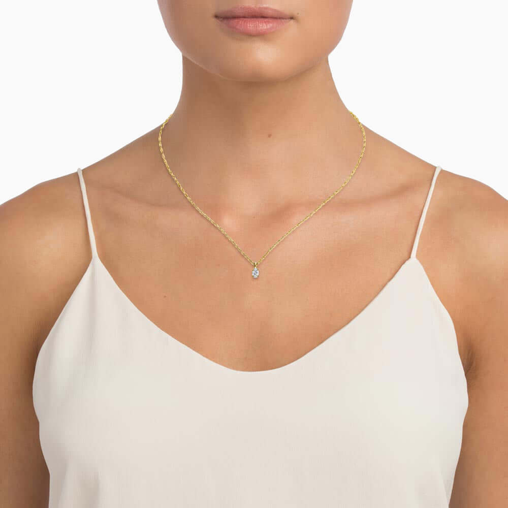 model wearing Oval Lab Diamond Rope Chain Pendant Necklace (1/3 ct. tw.)