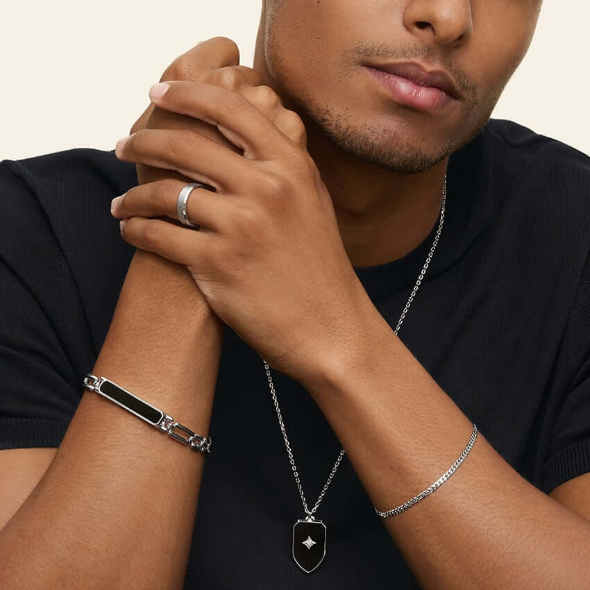 2nd male model wearing Jacob Curb Chain Bracelet