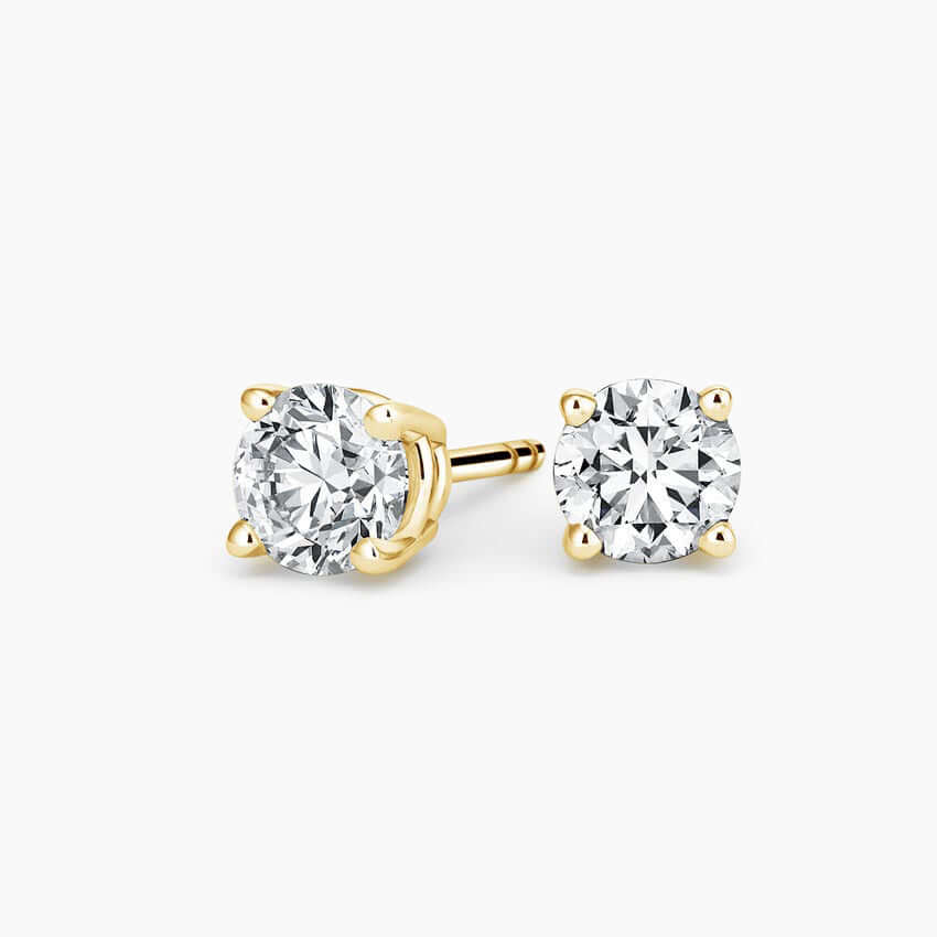 1.5Ct studs lab diamonds yellow gold pov2