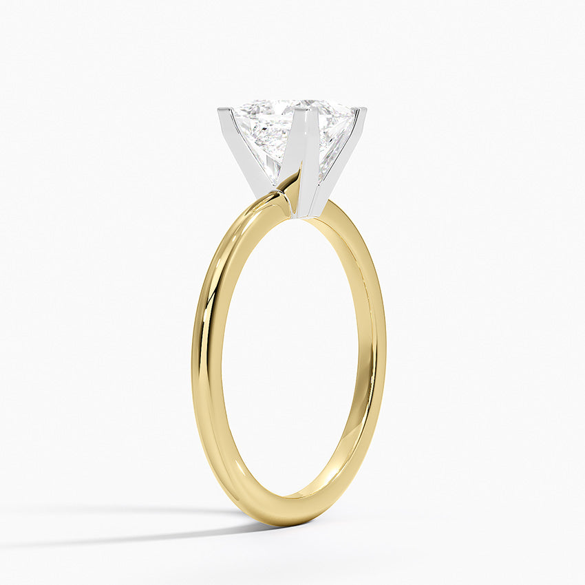 engagement ring tow tone princess cut diamond yellow gold 