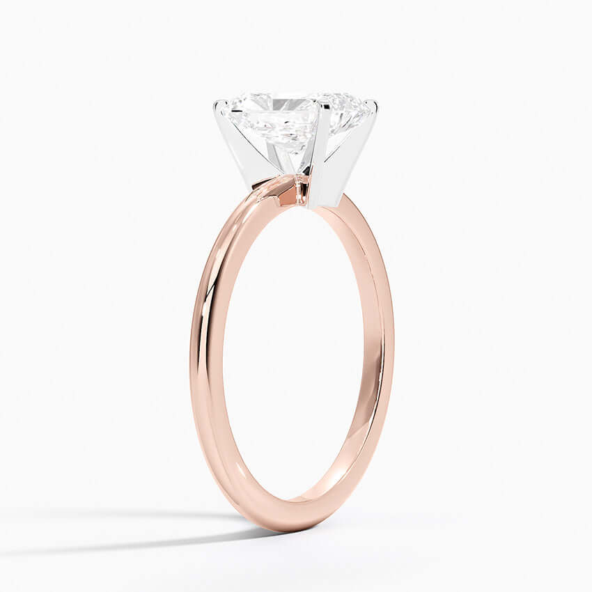 two tone lab diamond radiant cut engagement ring rose