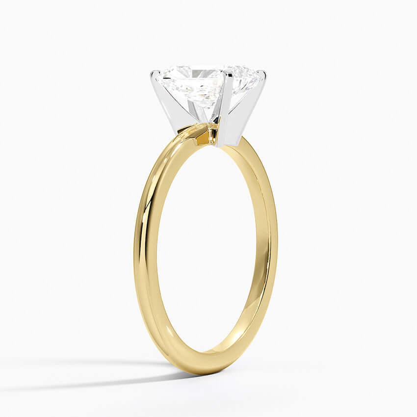 two tone lab diamond radiant cut engagement ring yellow