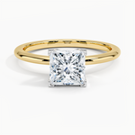 engagement ring tow tone princess cut diamond yellow gold  face view