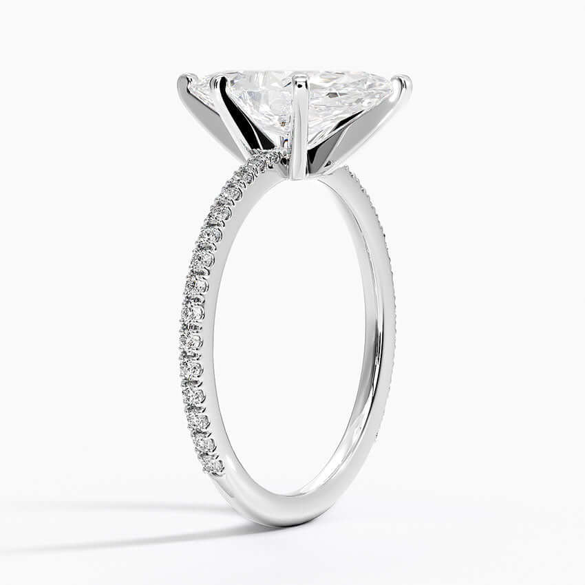 two tone marquise cut lab diamond engagement ring with six prongs white