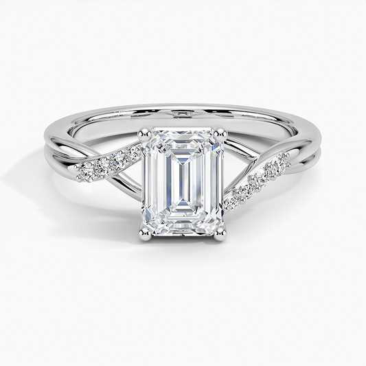 degrade set diamonds emerald cut lab diamond engagement ring white face