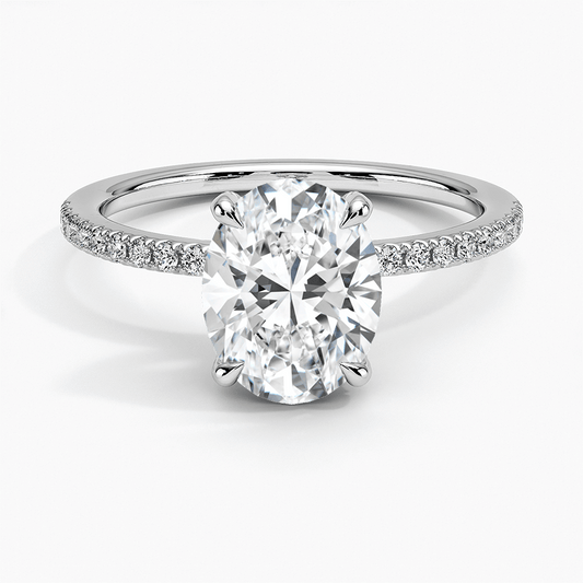 claw prong oval cut lab diamond engagement ring white face