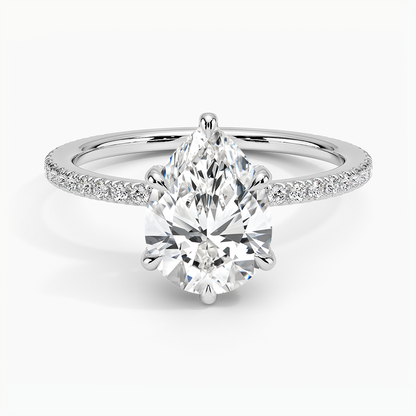 pear shaped lab diamond engagement ring claw set white face