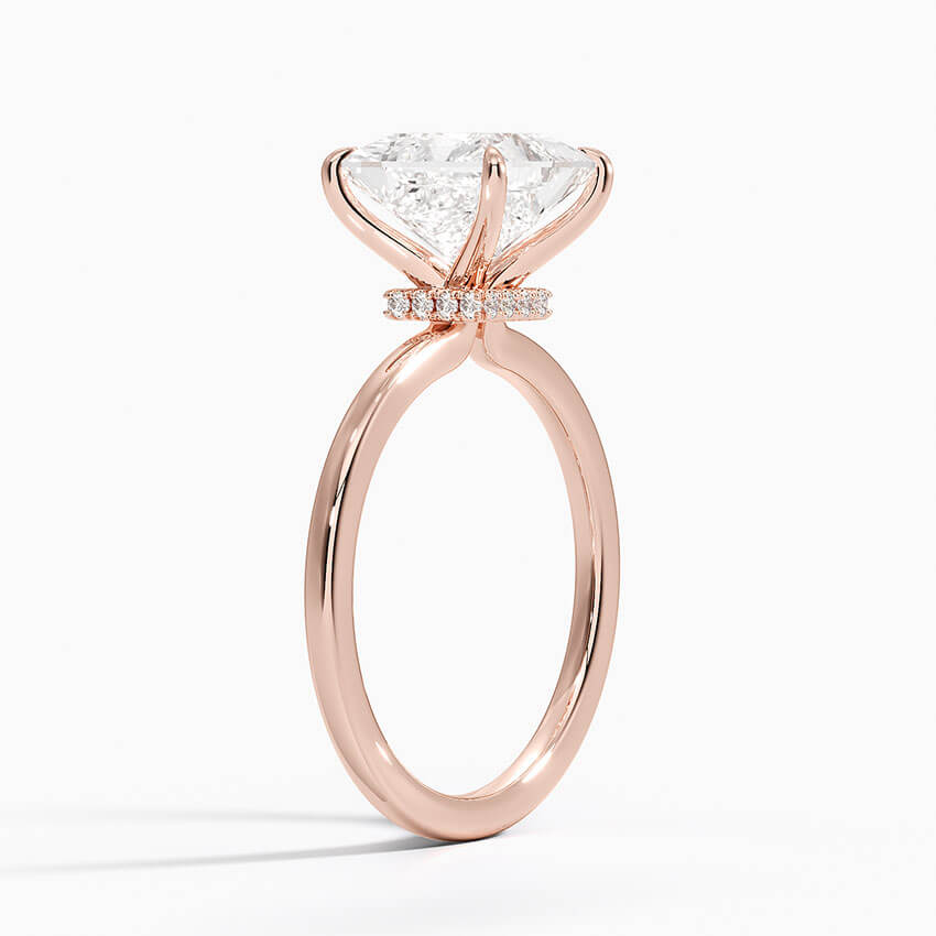 hidden halo princess cut engagement ring rose gold