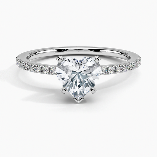 two tone heart shaped solitaire engagement ring white face