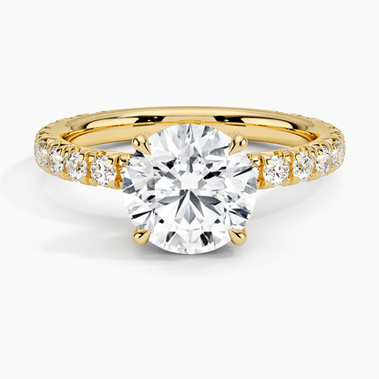 claw prong brilliant cut lab diamond engagement ring with pave settings yellow face