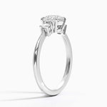 claw set round lab diamond three stone engagement ring white