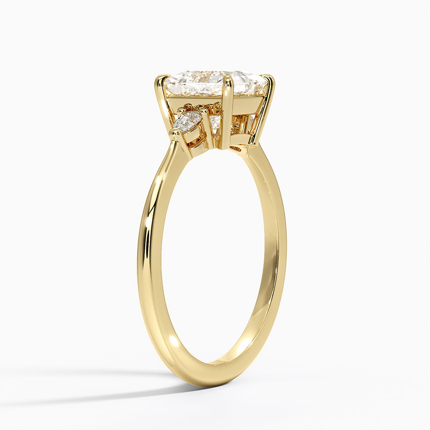 claw prong threestone pears with princess cut engagement ring yellow