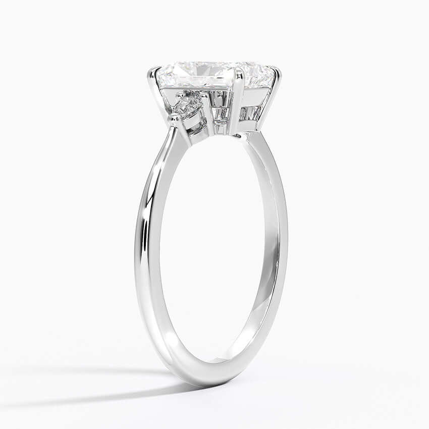 radiant diamond engagement ring three stone white gold 