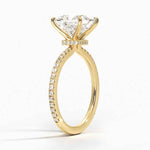 princess cut engagement ring yellow gold pave and hidden halo claw prongs