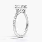 asscher cut diamond halo engagement ring white gold