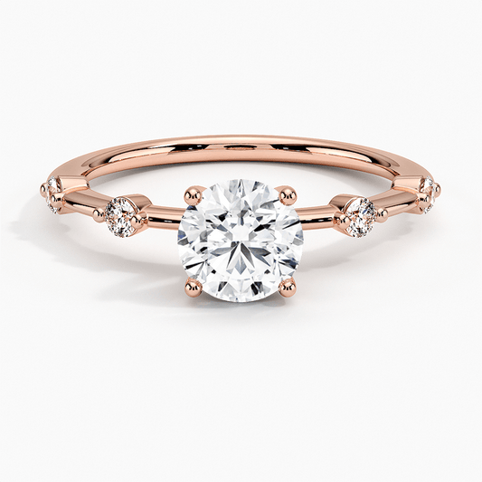 engagement ring rose gold 14k four diamonds face view