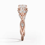 nature inspired asscher cut lab diamond engagement ring with marquise diamonds rose side