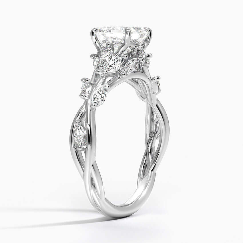 nature inspired asscher cut lab diamond engagement ring with marquise diamonds white 