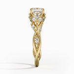 nature inspired asscher cut lab diamond engagement ring with marquise diamonds yellow side