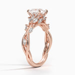 rose gold engagement ring princess cut with marquise on sides 