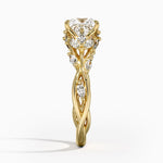 yellow gold engagement ring princess cut with marquise on sides side view