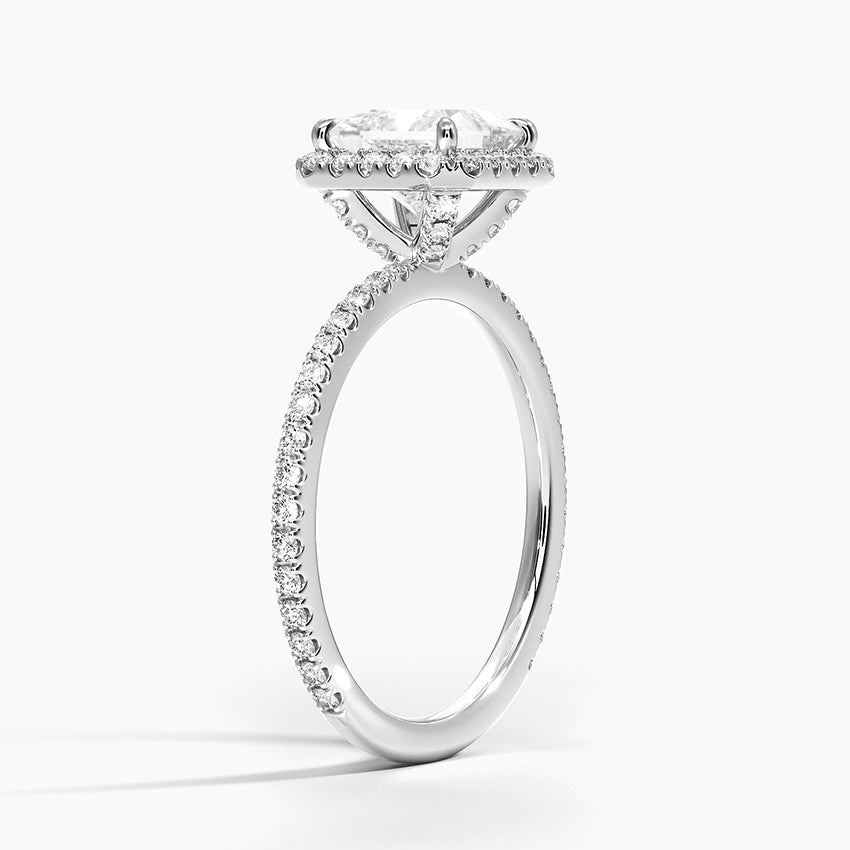 princess diamond halo engagement ring white gold 